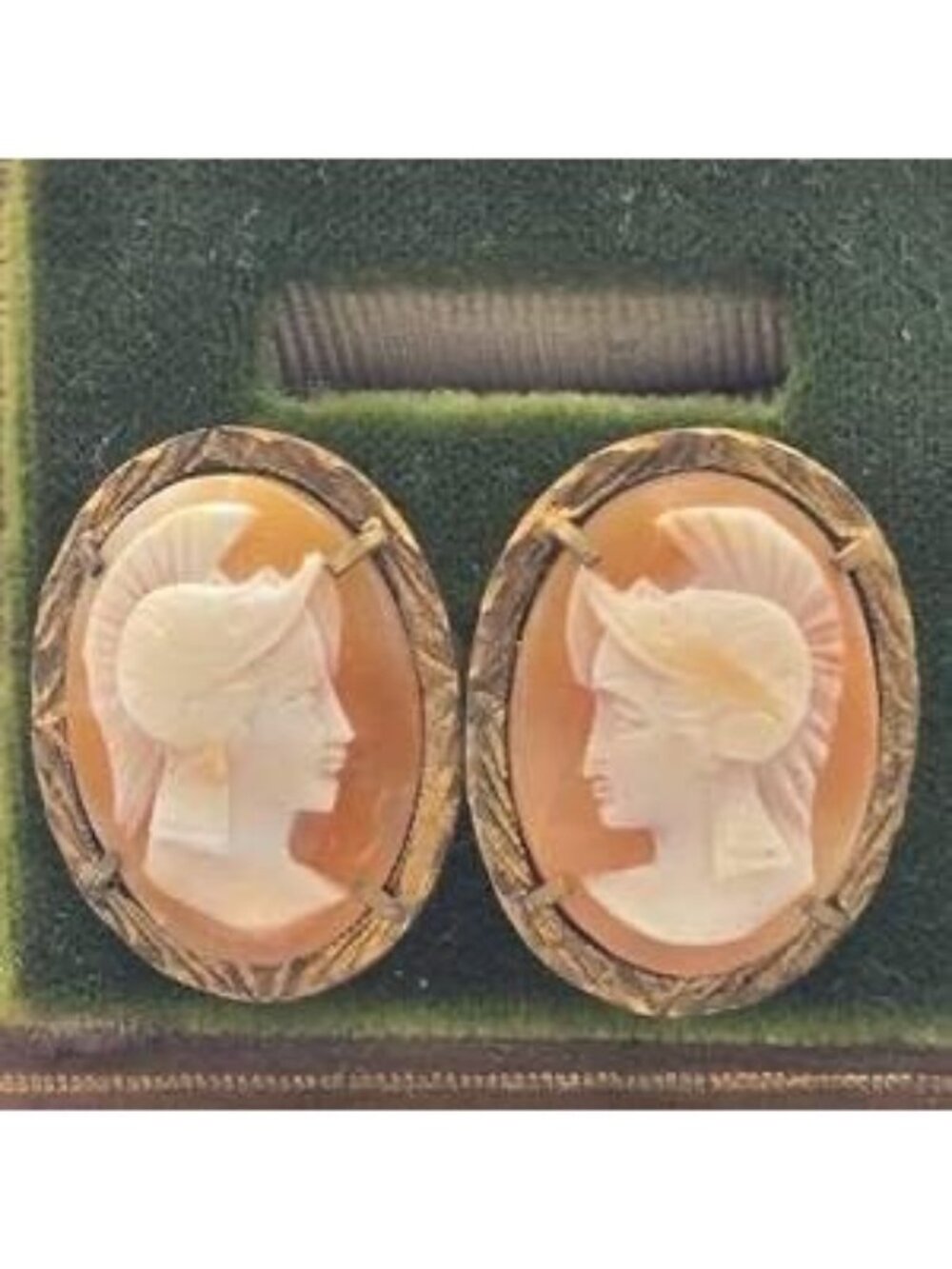 Roman Warrior Hand Carved Shell Cameo Antique Cufflinks
